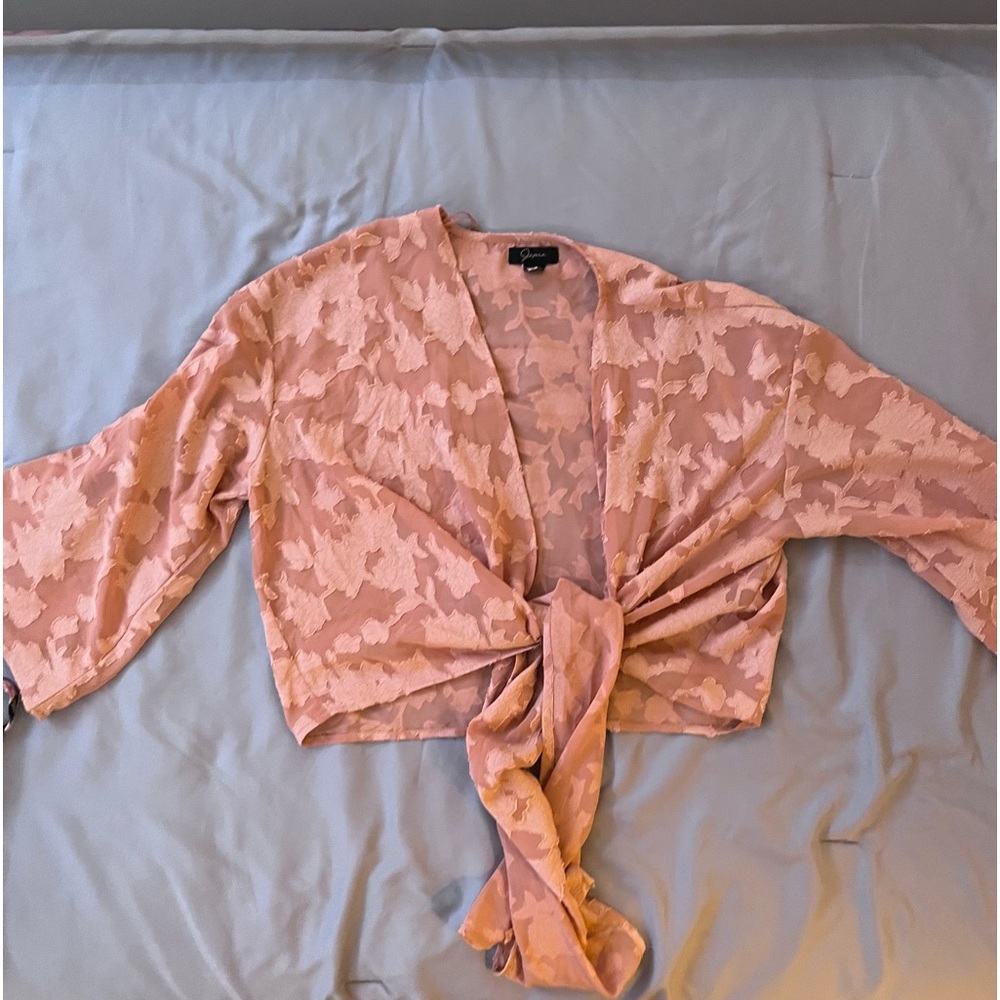 peach wrap around beach blouse